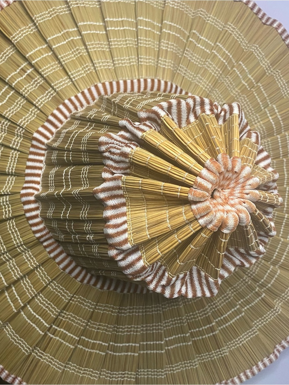 Vintage 1960s 1970s Foldable STRAW BUCKET SUN HAT Beach Travel Boho Rare! - Picture 8 of 15